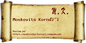 Moskovits Kornél névjegykártya